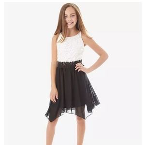 BCX girls White and Black Dress. Size 14